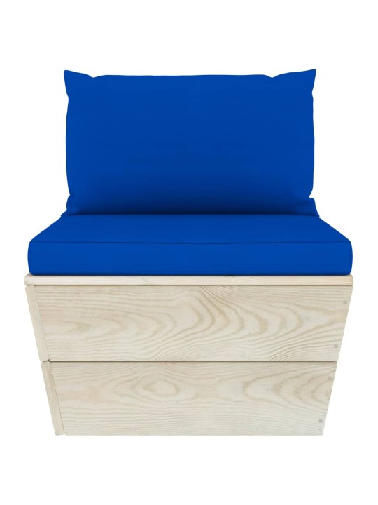 Keturvietė sodo sofa iš palečių su pagalvėlėmis, eglės mediena