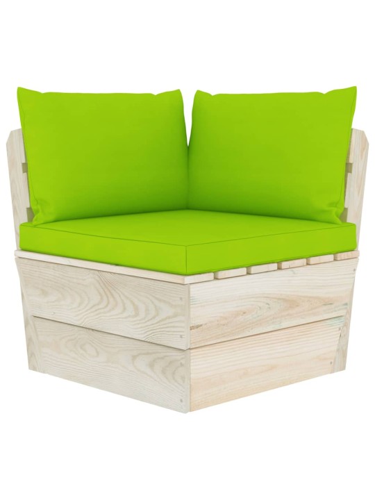 Keturvietė sodo sofa iš palečių su pagalvėlėmis, eglės mediena