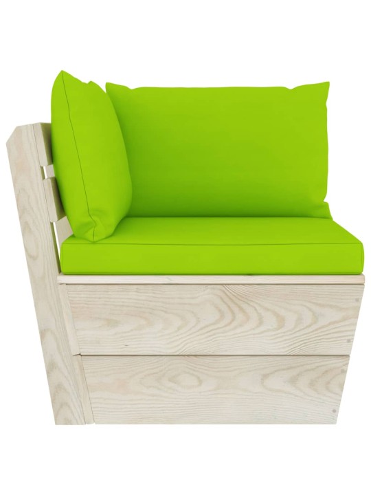 Keturvietė sodo sofa iš palečių su pagalvėlėmis, eglės mediena