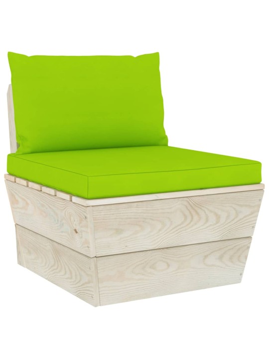 Keturvietė sodo sofa iš palečių su pagalvėlėmis, eglės mediena
