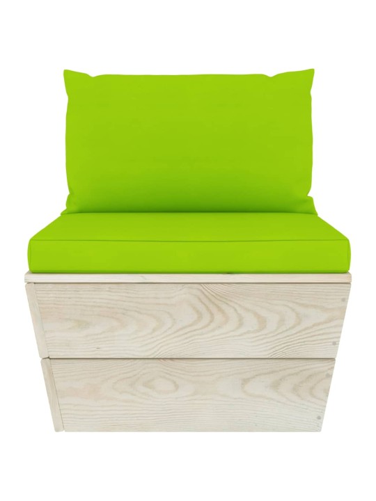 Keturvietė sodo sofa iš palečių su pagalvėlėmis, eglės mediena