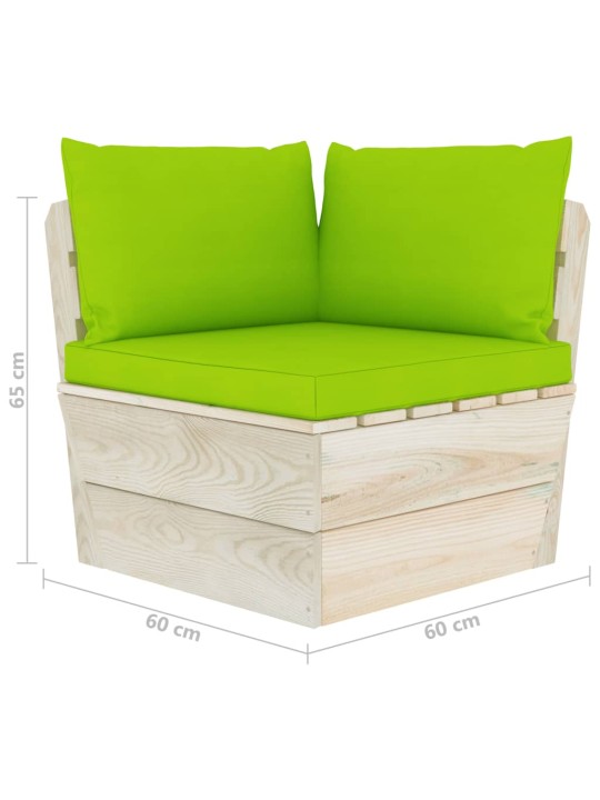 Keturvietė sodo sofa iš palečių su pagalvėlėmis, eglės mediena