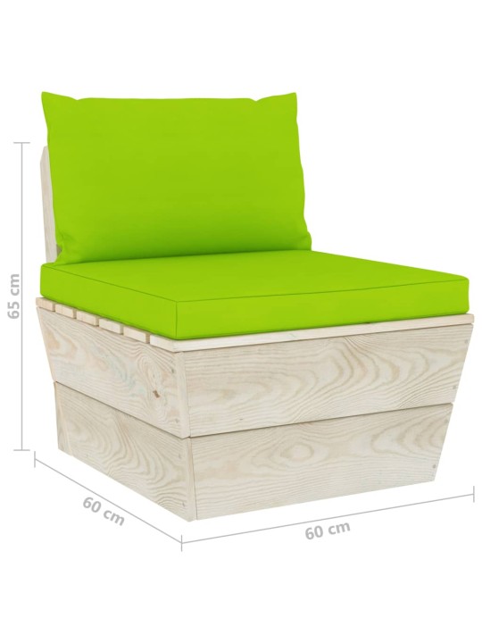 Keturvietė sodo sofa iš palečių su pagalvėlėmis, eglės mediena