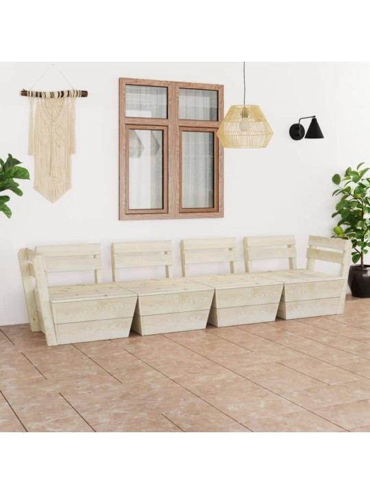 Keturvietė sodo sofa iš palečių, impregnuota eglės mediena
