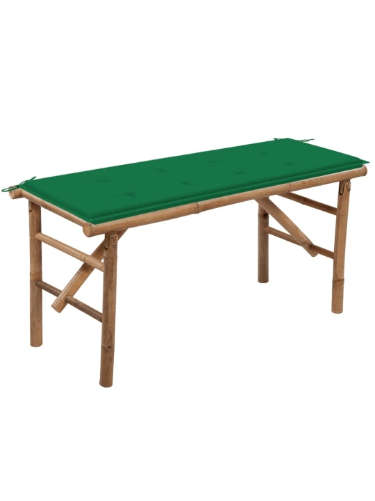 Sulankstomas sodo suoliukas su pagalvėle, 118cm, bambukas