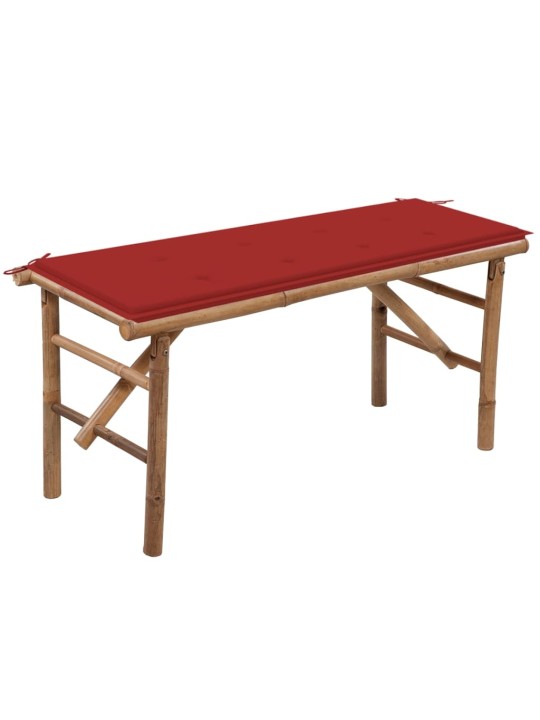 Sulankstomas sodo suoliukas su pagalvėle, 118cm, bambukas