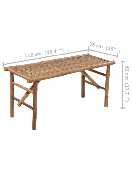 Sulankstomas sodo suoliukas su pagalvėle, 118cm, bambukas