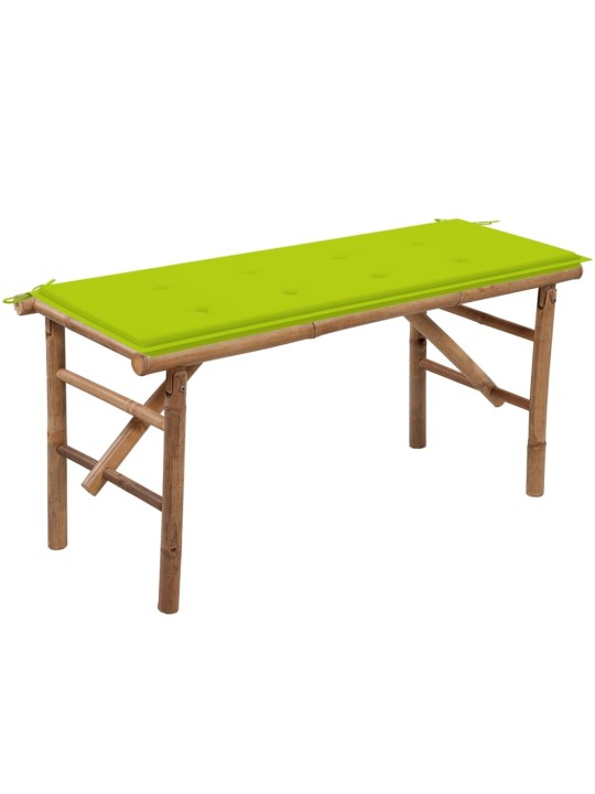 Sulankstomas sodo suoliukas su pagalvėle, 118cm, bambukas