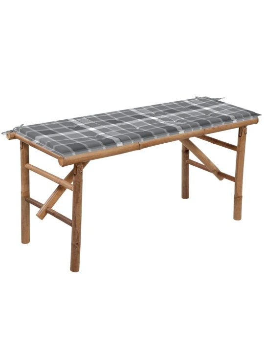Sulankstomas sodo suoliukas su pagalvėle, 118cm, bambukas