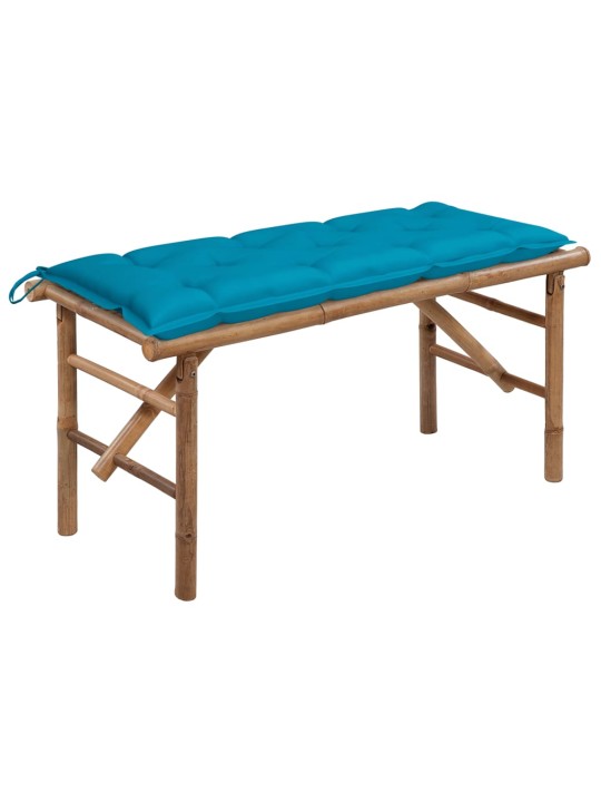 Sulankstomas sodo suoliukas su pagalvėle, 118cm, bambukas