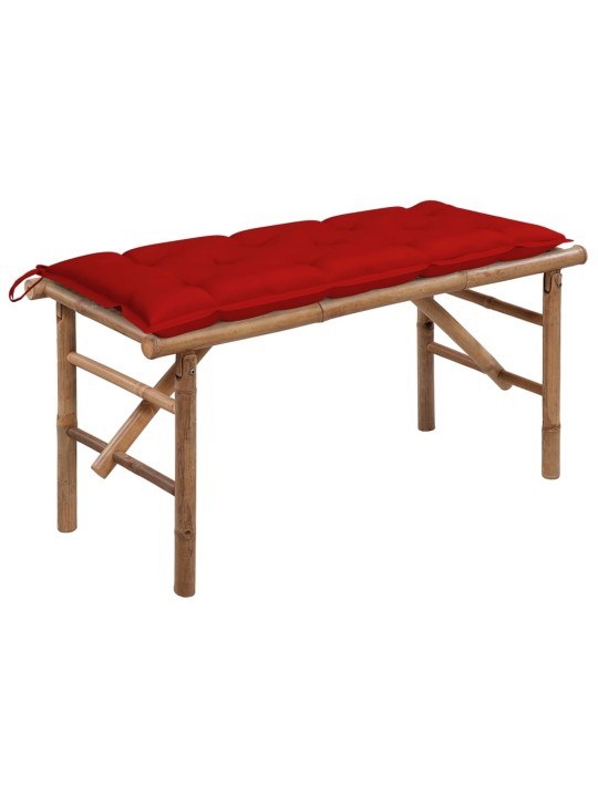 Sulankstomas sodo suoliukas su pagalvėle, 118cm, bambukas