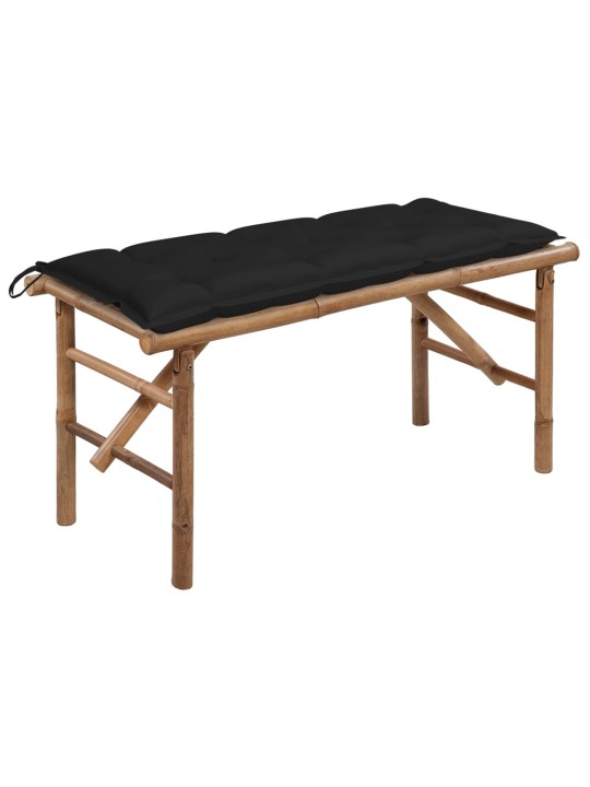 Sulankstomas sodo suoliukas su pagalvėle, 118cm, bambukas