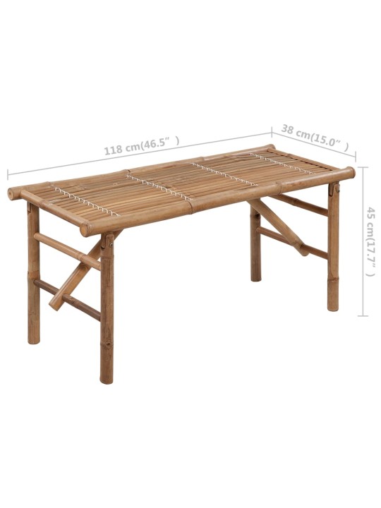 Sulankstomas sodo suoliukas su pagalvėle, 118cm, bambukas