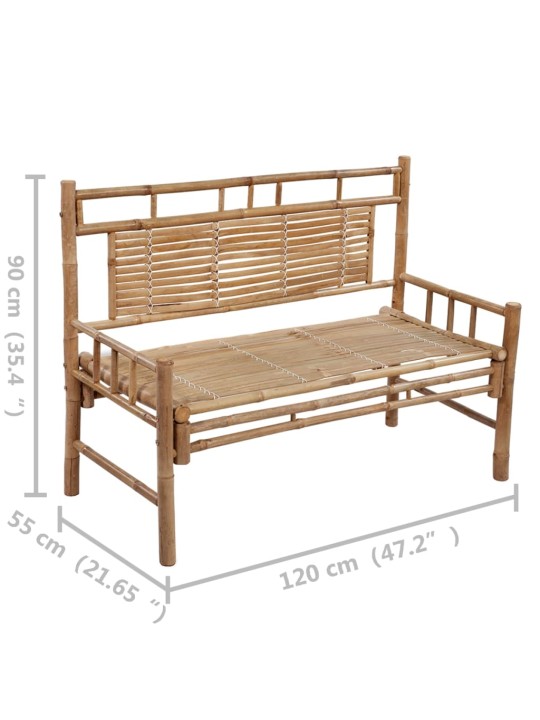 Sodo suoliukas su pagalvėle, 120cm, bambukas