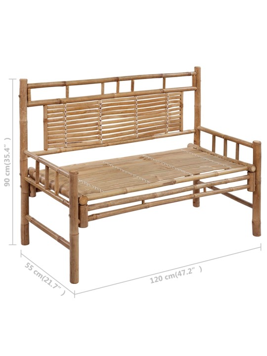 Sodo suoliukas su pagalvėle, 120cm, bambukas (41504+314950)