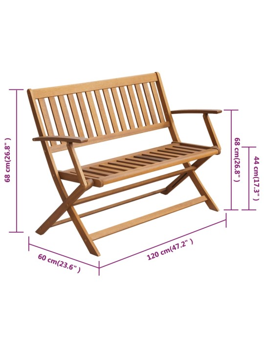 Sodo suoliukas su pagalvėle, 120cm, akacijos medienos masyvas