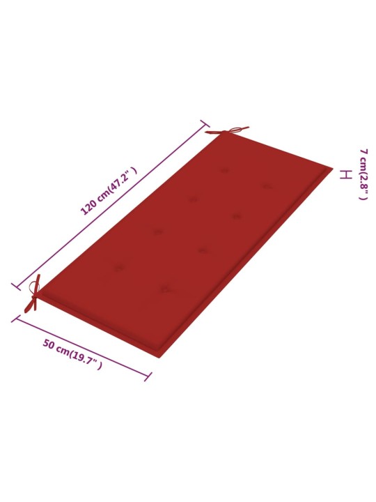 Sodo suoliukas su pagalvėle, 120cm, akacijos medienos masyvas