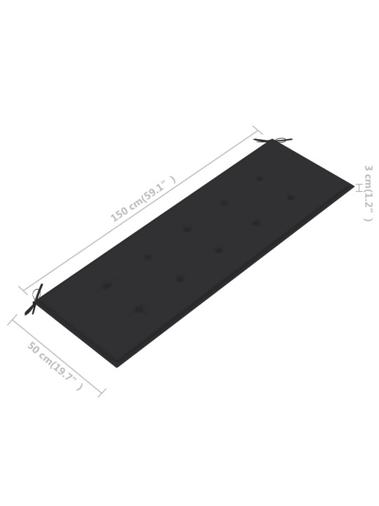 Sodo suoliukas su pagalvėle, 157cm, akacijos medienos masyvas