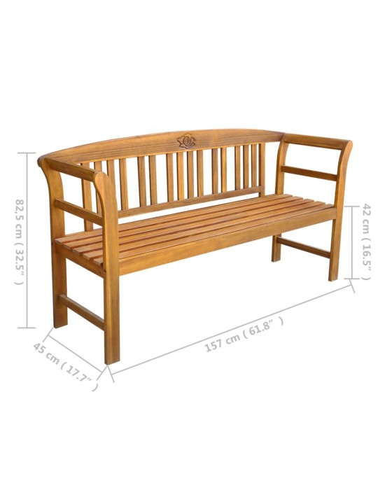 Sodo suoliukas su pagalvėle, 157cm, akacijos medienos masyvas