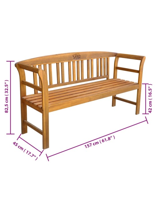 Sodo suoliukas su pagalvėle, 157cm, akacijos medienos masyvas