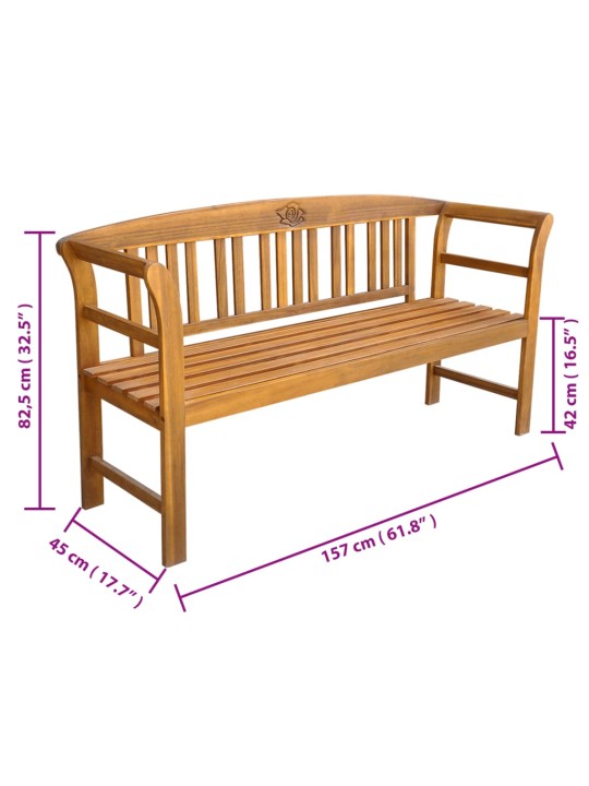 Sodo suoliukas su pagalvėle, 157cm, akacijos medienos masyvas
