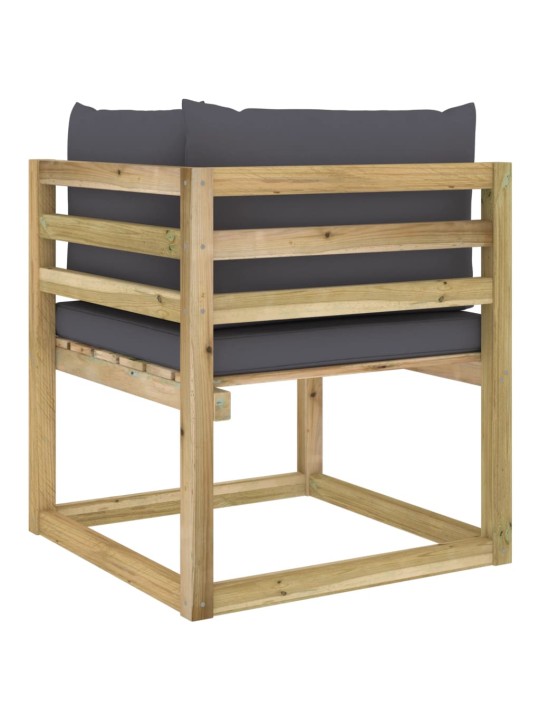 Kampinė sodo sofa su pagalvėlėmis, žaliai impregnuota pušis