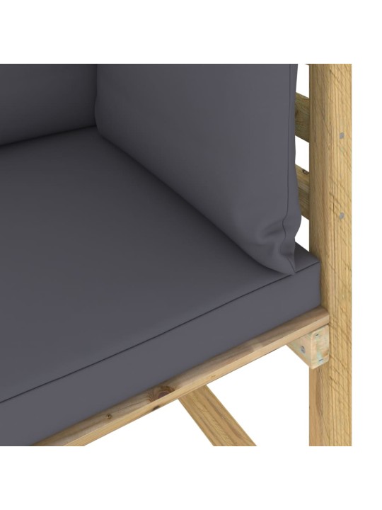 Kampinė sodo sofa su pagalvėlėmis, žaliai impregnuota pušis