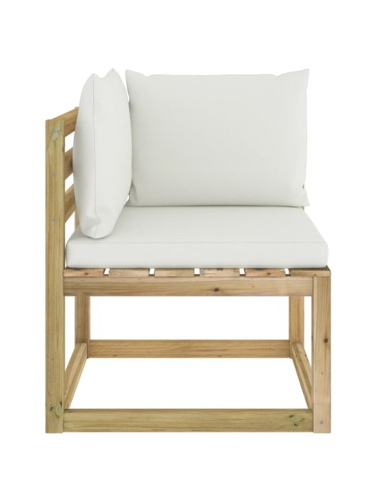 Kampinė sodo sofa su pagalvėlėmis, žaliai impregnuota pušis