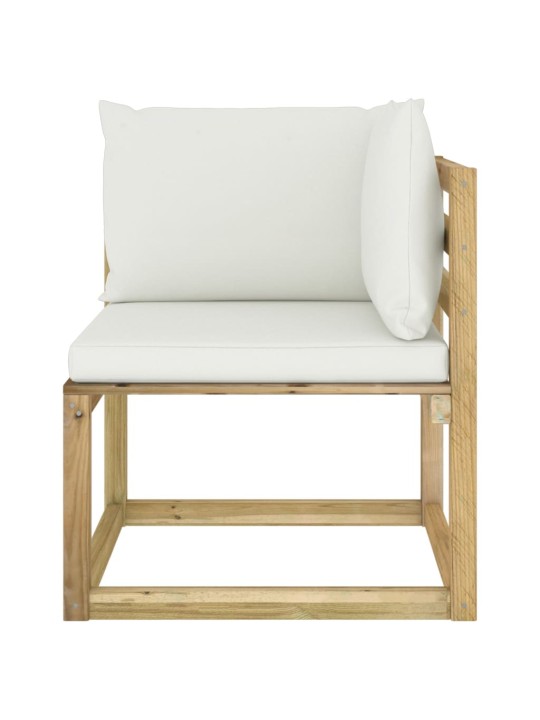 Kampinė sodo sofa su pagalvėlėmis, žaliai impregnuota pušis