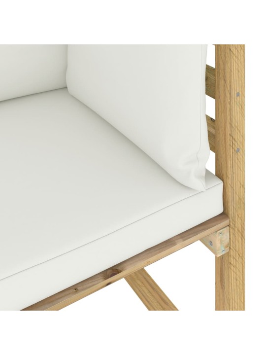Kampinė sodo sofa su pagalvėlėmis, žaliai impregnuota pušis