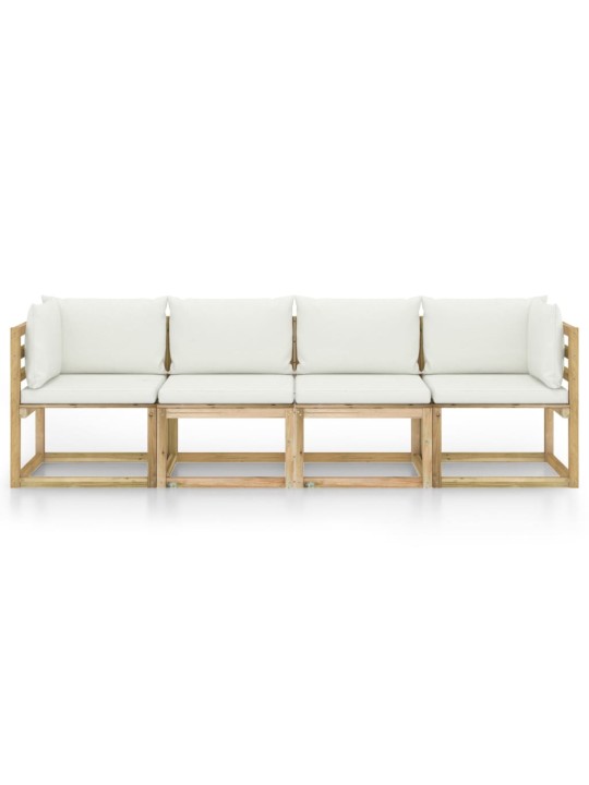 Keturvietė sodo sofa su kreminės spalvos pagalvėlėmis