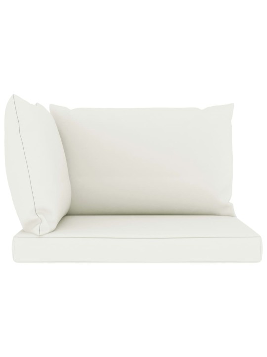 Keturvietė sodo sofa su kreminės spalvos pagalvėlėmis