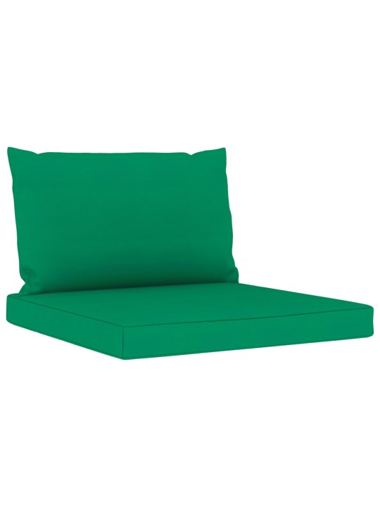 Keturvietė sodo sofa su žalios spalvos pagalvėlėmis