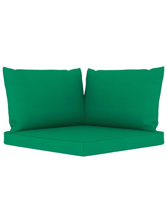 Keturvietė sodo sofa su žalios spalvos pagalvėlėmis