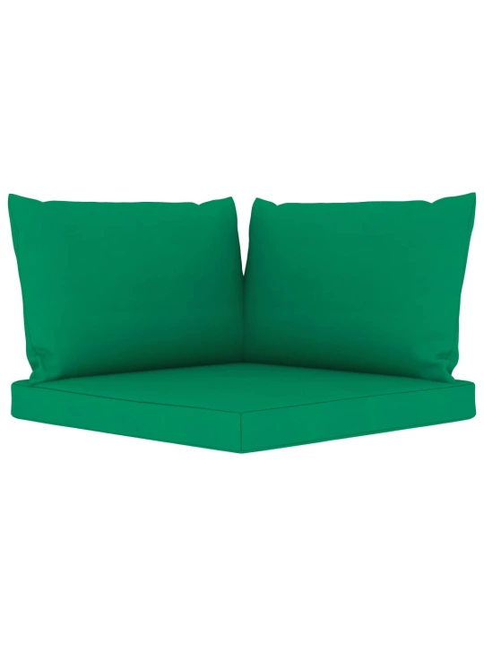 Keturvietė sodo sofa su žalios spalvos pagalvėlėmis
