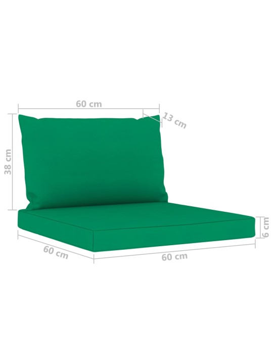 Keturvietė sodo sofa su žalios spalvos pagalvėlėmis