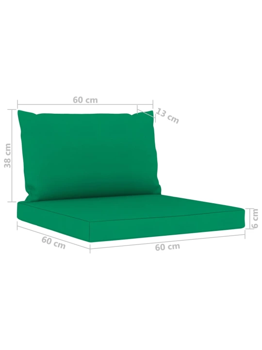 Keturvietė sodo sofa su žalios spalvos pagalvėlėmis