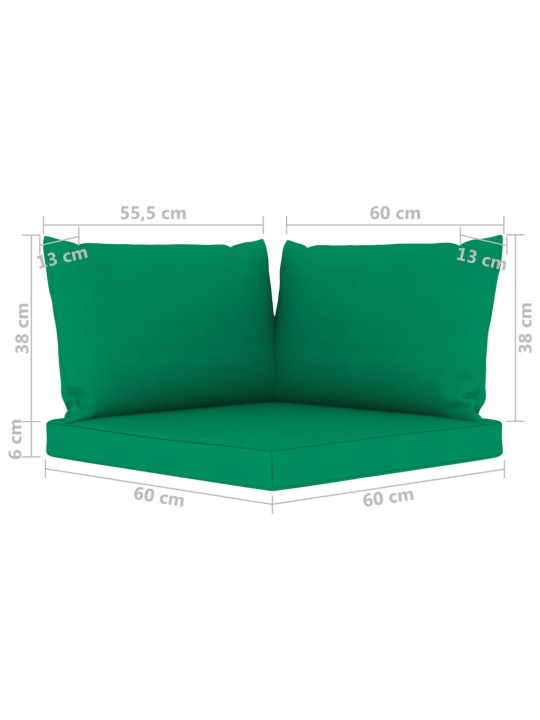 Keturvietė sodo sofa su žalios spalvos pagalvėlėmis