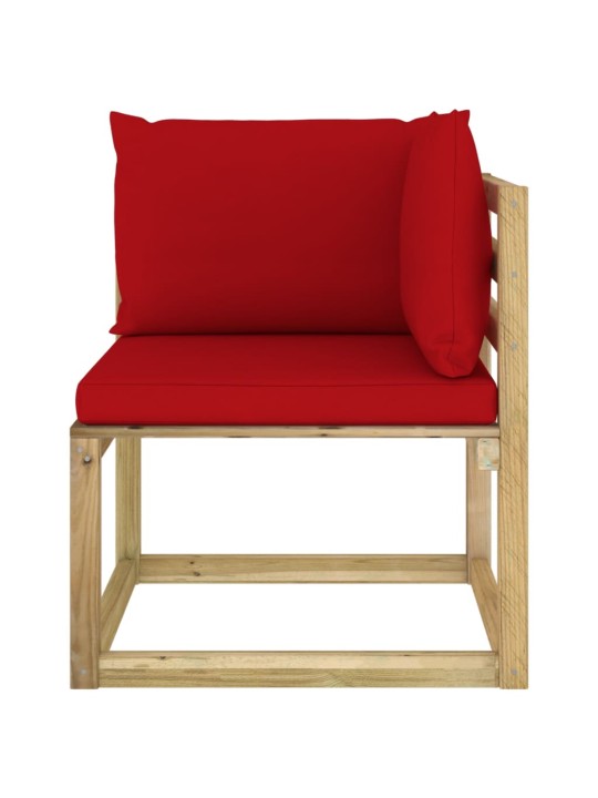 Kampinė sodo sofa su pagalvėlėmis, žaliai impregnuota pušis