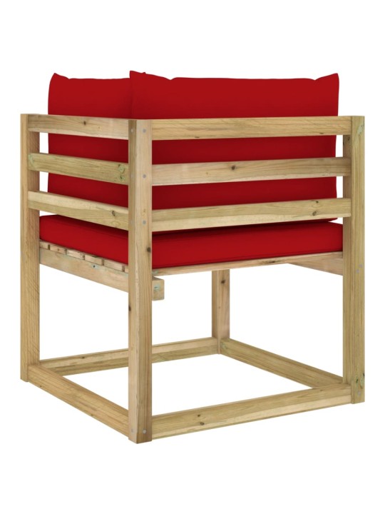 Kampinė sodo sofa su pagalvėlėmis, žaliai impregnuota pušis