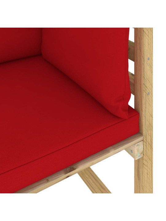 Kampinė sodo sofa su pagalvėlėmis, žaliai impregnuota pušis
