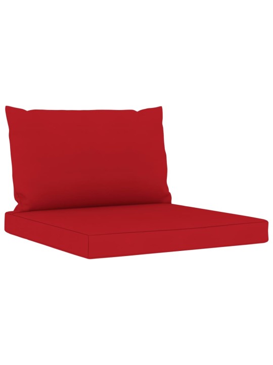 Keturvietė sodo sofa su raudonos spalvos pagalvėlėmis