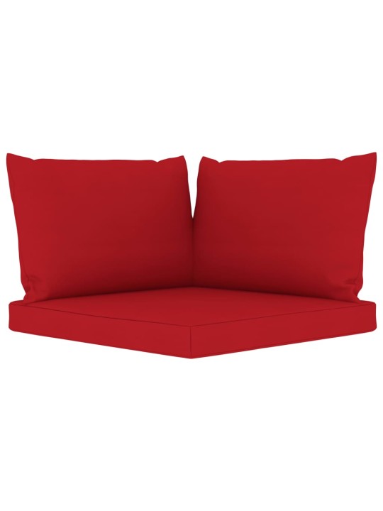 Keturvietė sodo sofa su raudonos spalvos pagalvėlėmis