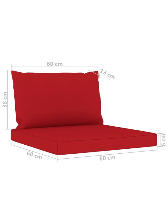 Keturvietė sodo sofa su raudonos spalvos pagalvėlėmis