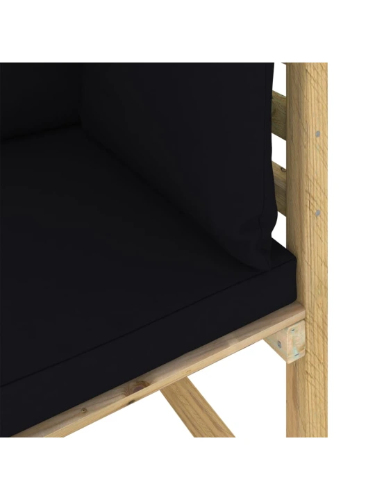 Kampinė sodo sofa su pagalvėlėmis, žaliai impregnuota pušis