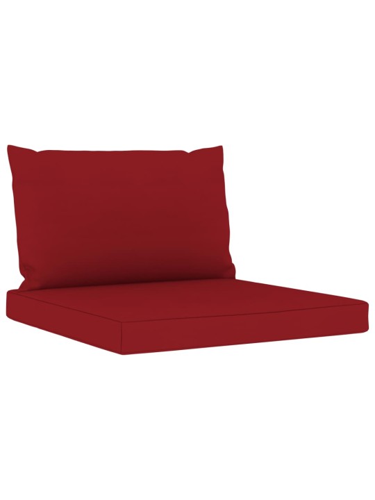 Keturvietė sodo sofa su raudonojo vyno spalvos pagalvėlėmis