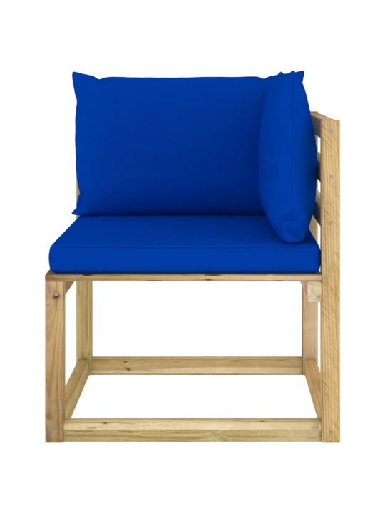 Kampinė sodo sofa su pagalvėlėmis, žaliai impregnuota pušis