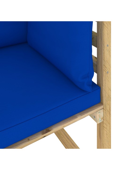Kampinė sodo sofa su pagalvėlėmis, žaliai impregnuota pušis