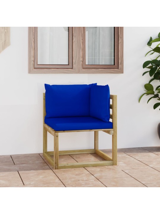 Kampinė sodo sofa su pagalvėlėmis, žaliai impregnuota pušis