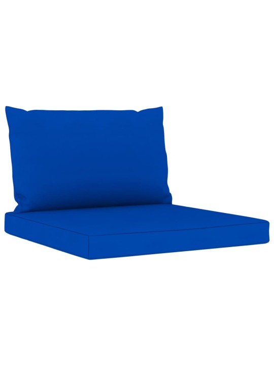Keturvietė sodo sofa su mėlynos spalvos pagalvėlėmis